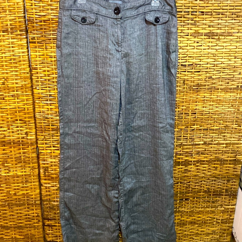 EUC Per Una Black gray linen blend wide leg pants 16L